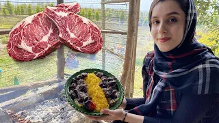 most delicious iranian beef kebab - iranian village lifestyle - nomadic rural life