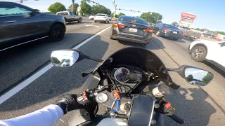 Beginner Rider On GXSR-600 | First Time In Traffic