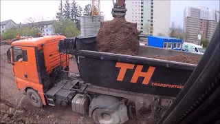 Bagger Liebherr A920 / Baugrubenaushub , Erdarbeiten / Lkw laden ,Teil 2 / GoPro / Cabview