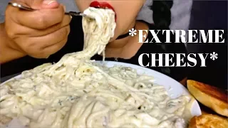 *EXTREME CHEESY PASTA ASMR* (ALFREDO SPAGHETTI CREAMY CHICKEN PASTA)MUKBANG먹방 NO TALKING