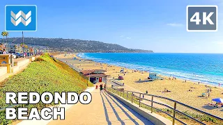 [4K] SCENIC WALK: Redondo Beach Esplanade in South Bay Los Angeles, California - Walking Tour 🎧