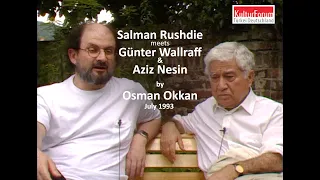 Salman Rushdie meets Günter Wallraff & Aziz Nesin by Osman Okkan - July 1993