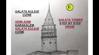 GALATA TOWER DRAWING / CARCOAL BY STEP BY STEP EASY GALATA TOWER DRAWING