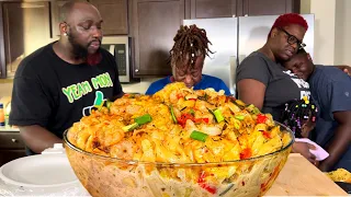 OUR NEW HOME..this video was EMOTIONAL| CAJUN SHRIMP & CORN ALFREDO PASTA |MUKBANG EATING SHOW!