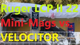 22 LR ballistic gel test shoot: 40 grain CCi Mini Mags vs Velocitor from a 2.75” barrel Ruger LCP II