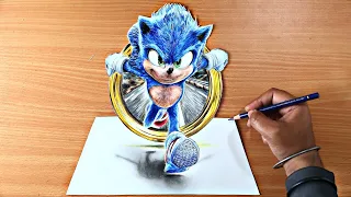 How to Draw Sonic The Hedgehog | 3d Drawing