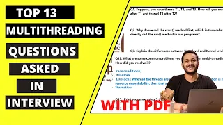 Top 13 Multithreading Questions Asked In Interview With Explanation and PDF | Most Important