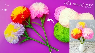 It's so Beautiful 💜🧶 Super Easy Flower Craft Idea with Wool - DIY Amazing Yarn Flowers