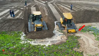 Incredible Showing Dozer Failure In Water And Technical Skills Helping By Dozer Mov Sand Into Water