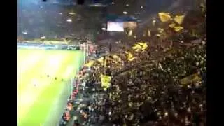 Dortmund players celebrate with the Sudtribune after Malaga