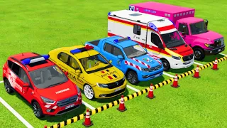 DACIA, FORD, VOLKSWAGEN POLICE CARS & MERCEDES, FORD AMBULANCE EMERGENCY VEHICLES TRANSPORTING! FS22