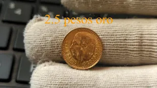 Dos y medio pesos oro año 1945 características catálogo de monedas Ep.9