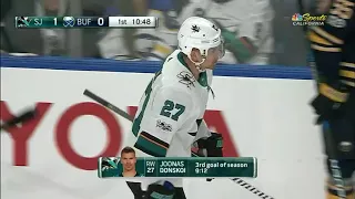 Joonas Donskoi goes bar down on breakaway