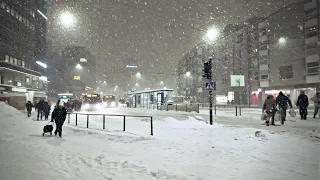 Heavy Snowfall in Helsinki, Finland ❄️☃️🌨️ 18 January 2024