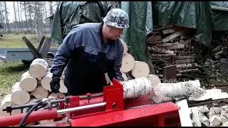 Hydraulihalkoja, omavalmiste. 4kW koneikko 9t puristusvoima. Home made hydraulic log splitter 4kW