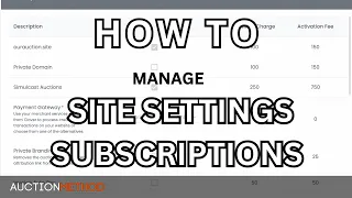 StableBid - How to manage site settings subscriptions