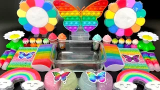 [ASMR]Mixing Butterfly Rainbow Eyeshadow,Glitters into Clear Slime(101) satisfying 나비슬라임