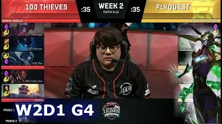 100 Thieves vs FlyQuest | Week 2 Day 1 S8 NA LCS Summer 2018 | 100 vs FLY W2D1