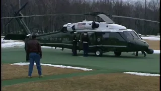 President Reagan's Arrival at Camp David via new Marine One Helicopter on January 14, 1989