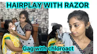 HAIRPLAY WITH RAZOR|GAG WITH CHLOROACT#subscribe #support #watch @srishub4042