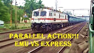 Indian Railways | Parallel action | Hazarduari Express vs.Suburban EMU