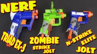 "NERF / N-STRIKE ELITE TRIAD EX-3 / JOLT / ZOMBIE STRIKE" -Vergleich