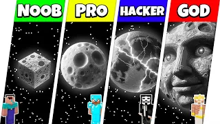 Minecraft Battle: NOOB vs PRO vs HACKER vs GOD: MOON PLANET HOUSE BASE BUILD CHALLENGE / Animation