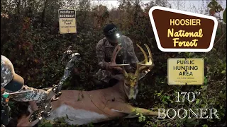 INDIANA PUBLIC LAND BOW KILL IN A SADDLE!!Hoosier National Forest!!  170’’ BOONER!!