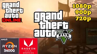 GTA V | Ryzen 5 3400G | Radeon vega 11 | 8GB RAM (Single Channel - 3200MHz)