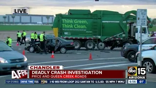 One person dead in crash with garbage truck in Chandler