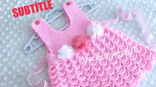 Crochet Candy Baby Dress / 3D Knit Dress / Easy Baby Dress