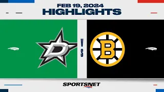 NHL Highlights: Stars vs. Bruins - February 19, 2024