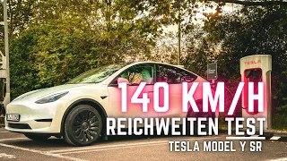 TESLA MODEL Y SR | AUTOBAHN REICHWEITEN TEST | 140km/h