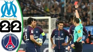 MARSEILLE vs PSG :2-2(23/10/17/ Highlights Goals & Drama Red Card Neymar)