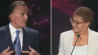 Karen Bass, Rick Caruso get in fiery debate over LA homeless crisis, crimes