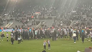 Scenes after Newcastle United gurantee Champions League football for next season
