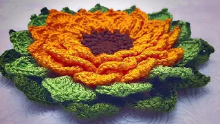 زهره دوار الشمس بالكروشيه    crochet sunflower (الجزء ١)