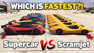 GTA 5 ONLINE - SCRAMJET VS SUPERCARS (WHICH IS FASTEST ROCKET BOOST VS SUPERCARS?)