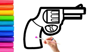 How to draw cute and easy Gun | Easy Drawing, Painting and Coloring for Kids & Toddlers