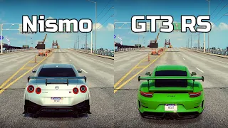 NFS Heat: Nissan GTR Nismo vs Porsche 911 GT3 RS - Drag Race