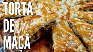 TORTA DE MAÇÃ - MASSA FOLHADA  | Como fazer uma simples e deliciosa torta de maçã com massa folhada