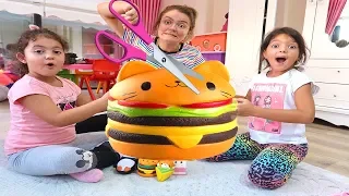 ANNEM SQUISHY'Mİ KESTİ! Cutting Open Öykü and Masal Squishy Kid Toys - Fun Kids Video