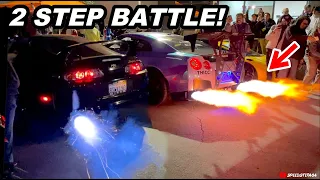 CRAZY 2JZ Supra 2 Step Battle! Supra vs GTR vs Lamborghini