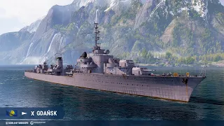 Tier 10 Destroyer Gdańsk - 154k whole gameplay | World of Warships Blitz