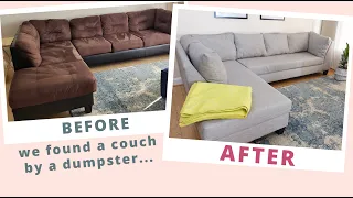 How to Reupholster a Couch | Taking a Boring Brown Sectional From Basic to Beautiful