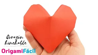 ❤ Cómo hacer Corazón de origami inflado paso a paso ¡Fácil!