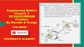 Engineering Statics | P3/84 | 3D Equilibrium | Chapter 3 | 6th ed | Engineers Academy