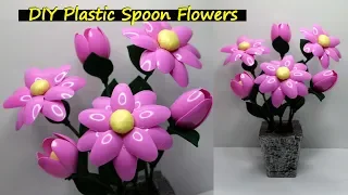 Ide Kreatif Bunga hias yang sangat cantik dari Sendok Plastik bekas ! Plastic spoon flowers