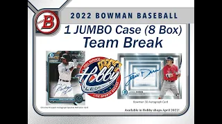 2022 Bowman JUMBO 1 Case (8 Box) Team Break #1 eBay 05/04/22