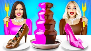 Desafio do Fondue de Chocolate: MENINA RICA vs MENINA POBRE | Comida Cara vs Barata por RATATA COOL